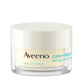 Aveeno jar open close-up of gel texture demonstrating fast absorption