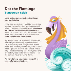 Aveeno kids stick beside backpack illustrating travel-friendly convenience