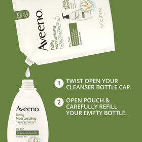 Aveeno label close-up displays ingredient list and free-from claims