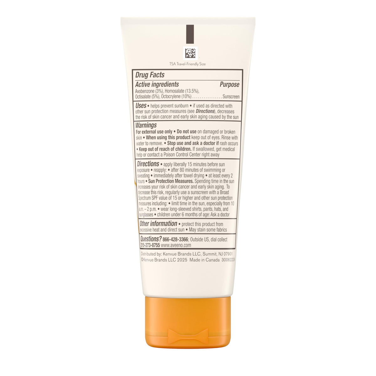 Aveeno label close-up highlighting gentle ingredients and product benefits