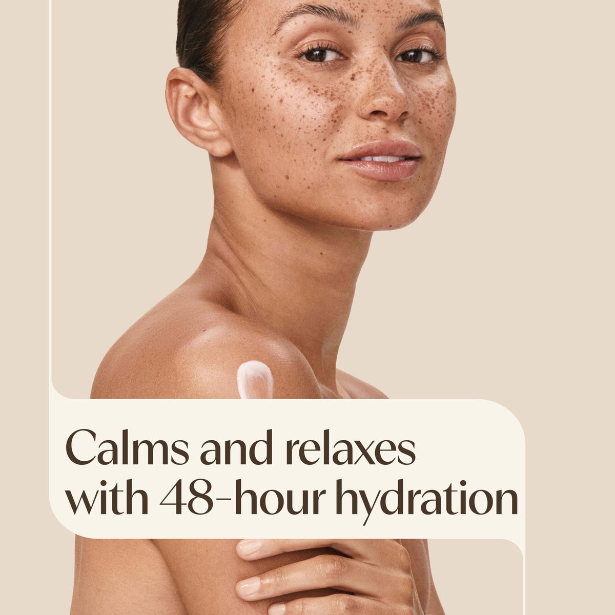 Aveeno applied to forearm demonstrating smooth skin and quick absorption