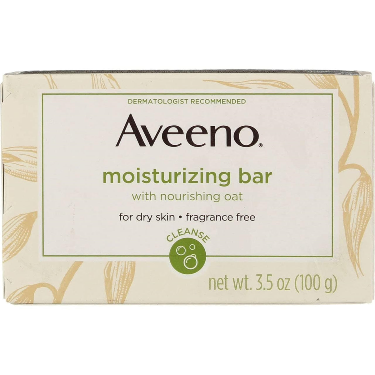 Aveeno moisturizing bar front packaging showing clean design and benefit