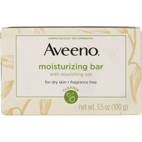 Aveeno moisturizing bar front packaging showing clean design and benefit