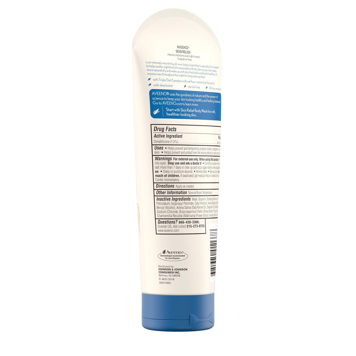 Aveeno tube on a nightstand to communicate bedtime moisturizing routine