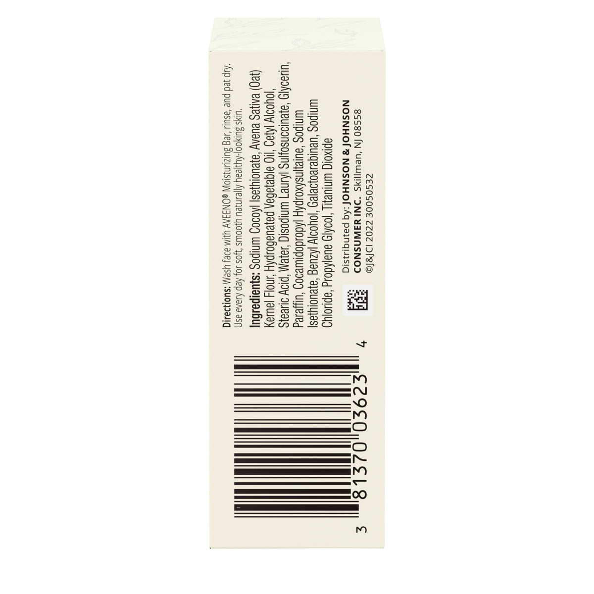 Aveeno packaging label close-up showing fragrance-free and non-comedogenic