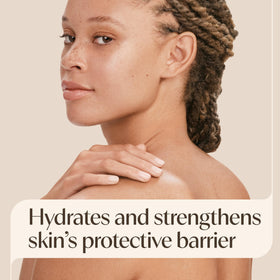 Aveeno pouring lotion into hand demonstrating fast absorption benefit