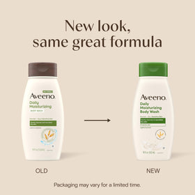 Aveeno dispensing creamy lather from pump for gentle cleansing