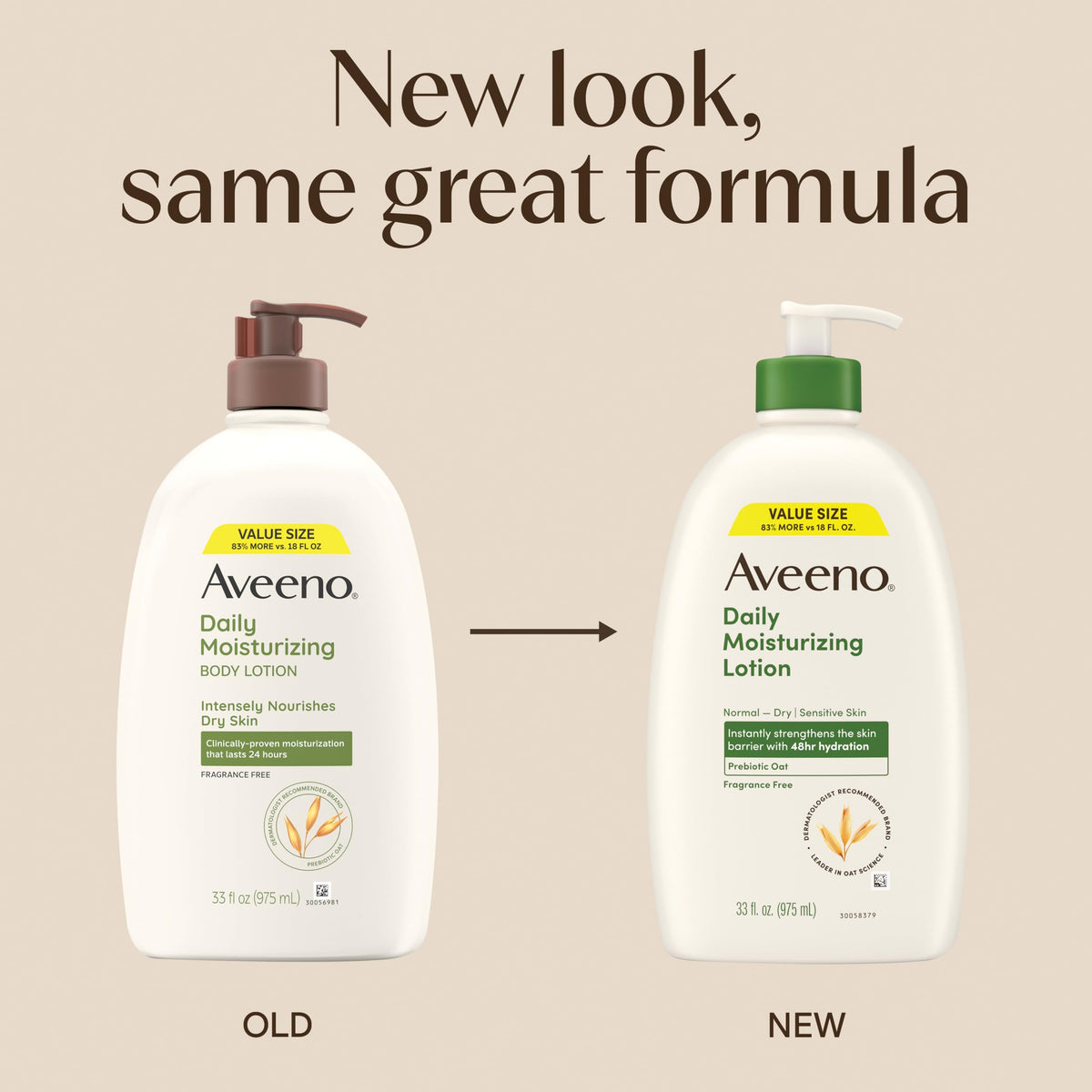 Aveeno pump dispenser close-up for easy one-handed use benefit