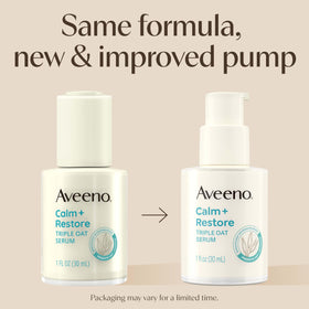 Aveeno serum pump close-up highlighting applicator for precise, hygienic use