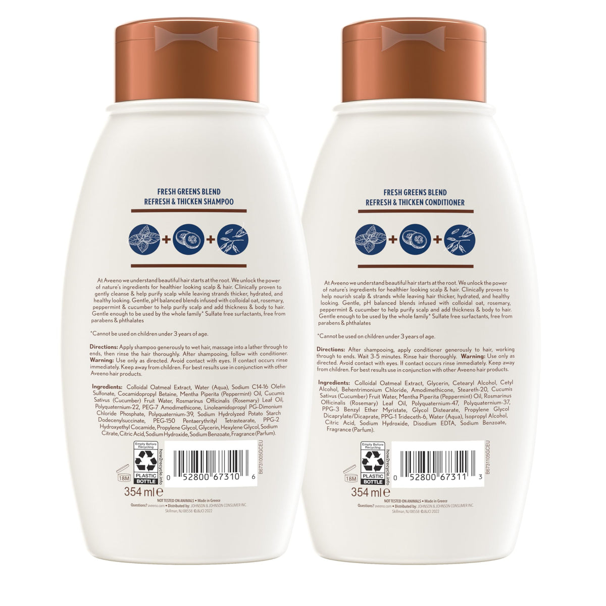 Aveeno shampoo pump close-up highlighting easy dispensing and control