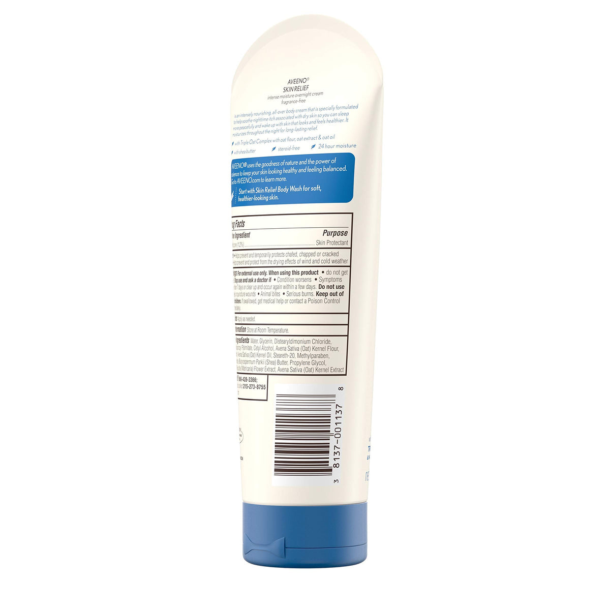 Tube of Aveeno in hand illustrating 7.3 oz size and practical scale
