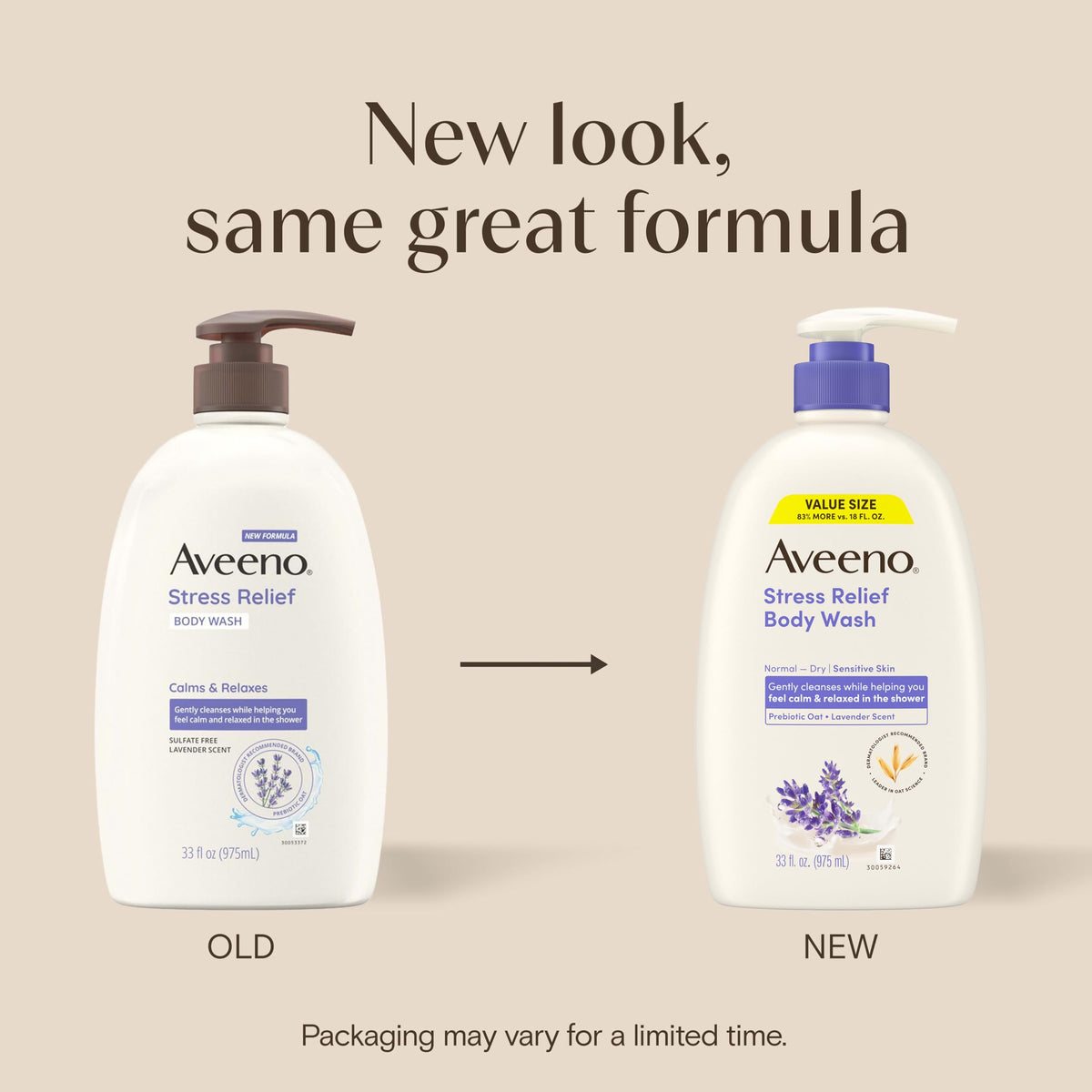 Aveeno pump dispenser close-up demonstrating easy one-hand use and convenience