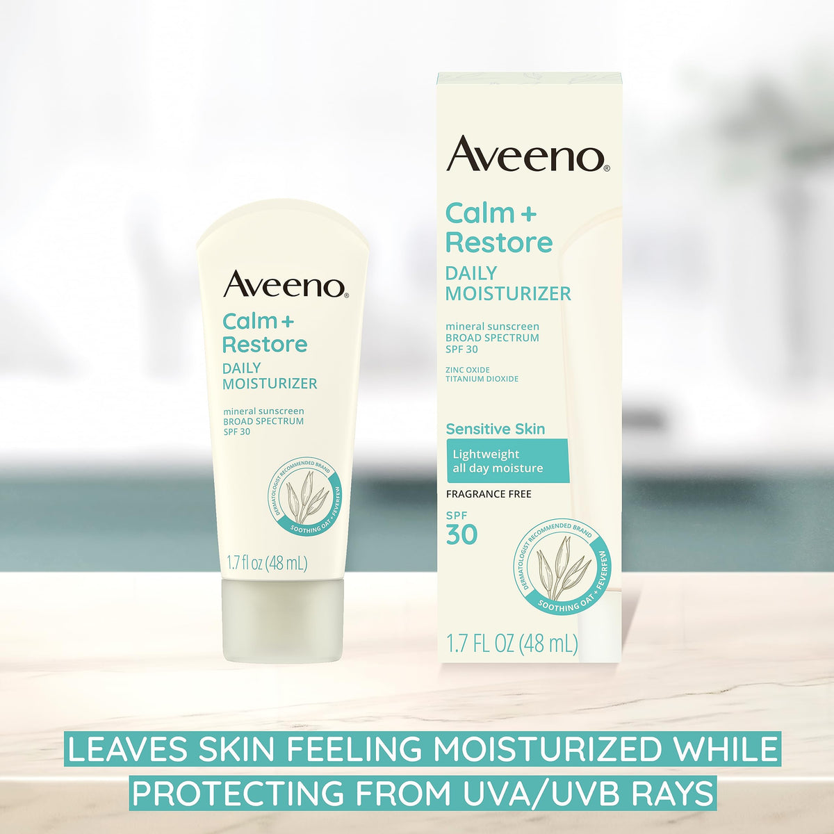 Aveeno moisturizer texture close-up showing lightweight spreadability