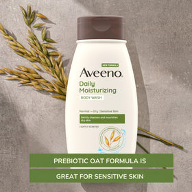 Aveeno creamy lather texture demonstrating soft moisturizing foam