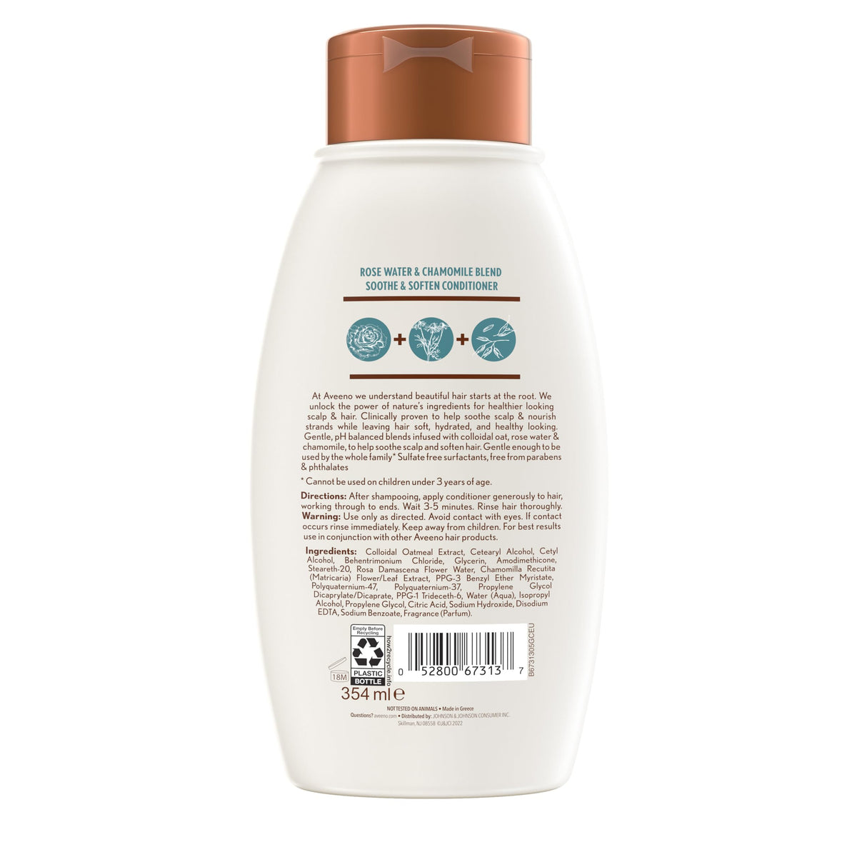 Aveeno 12 fl oz bottle next to travel size, showing size and portability benefits