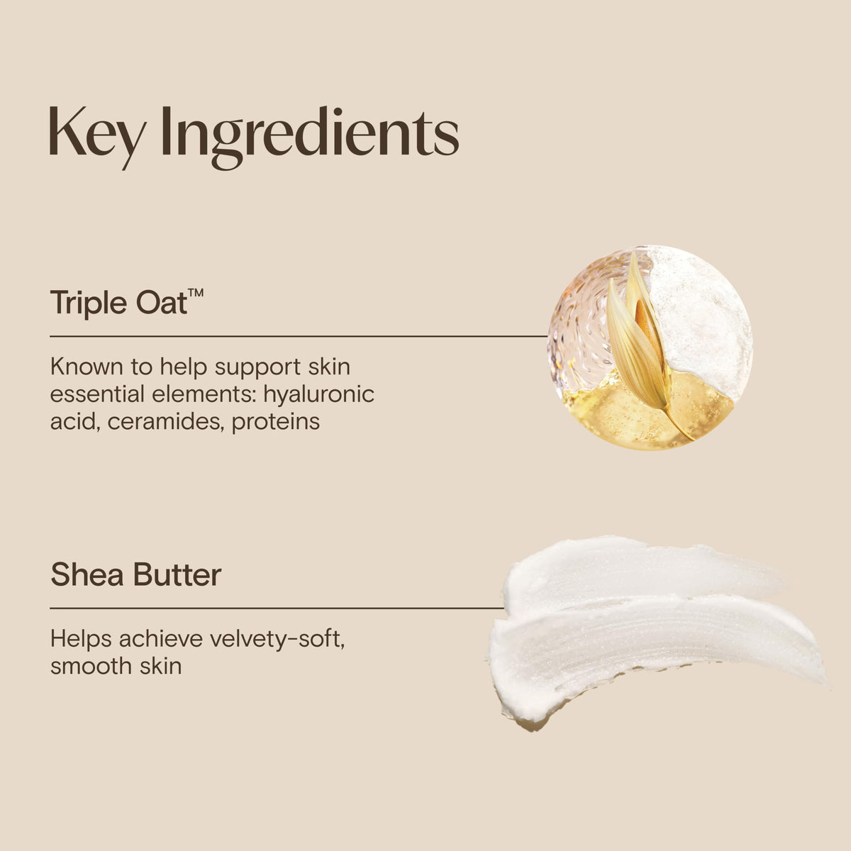 Aveeno Triple Oat ingredients displayed to emphasize soothing oat benefits