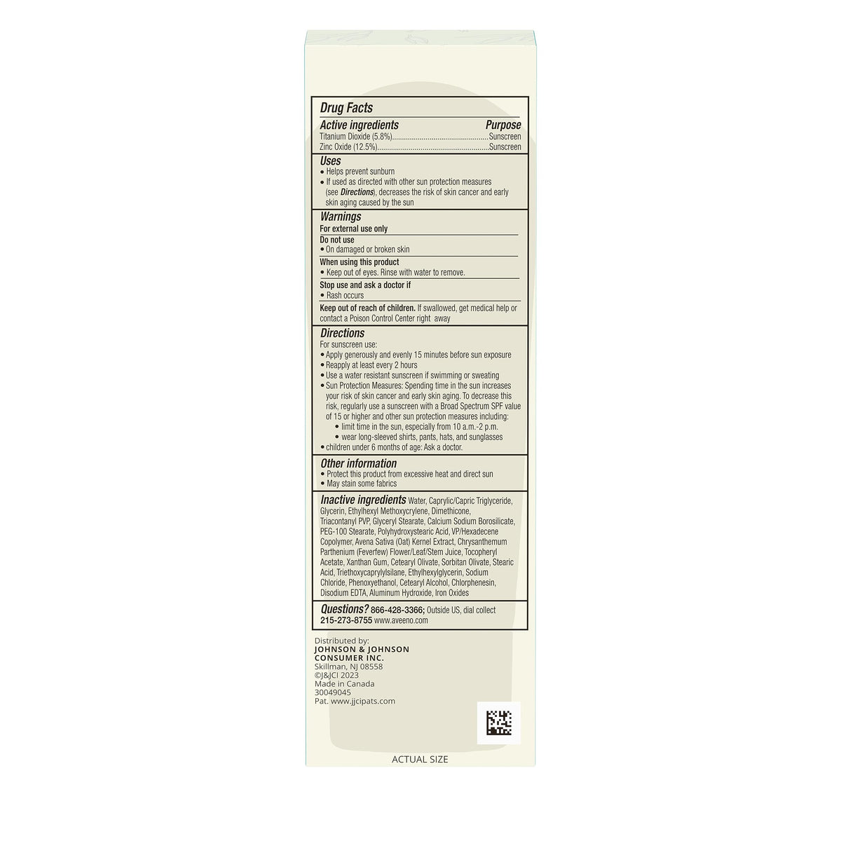 Aveeno tube stamp indicating 40% post-consumer recycled plastic