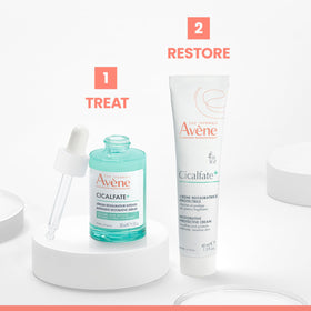 Avène Cicalfate+ on bathroom vanity styled for daily skincare routine appeal