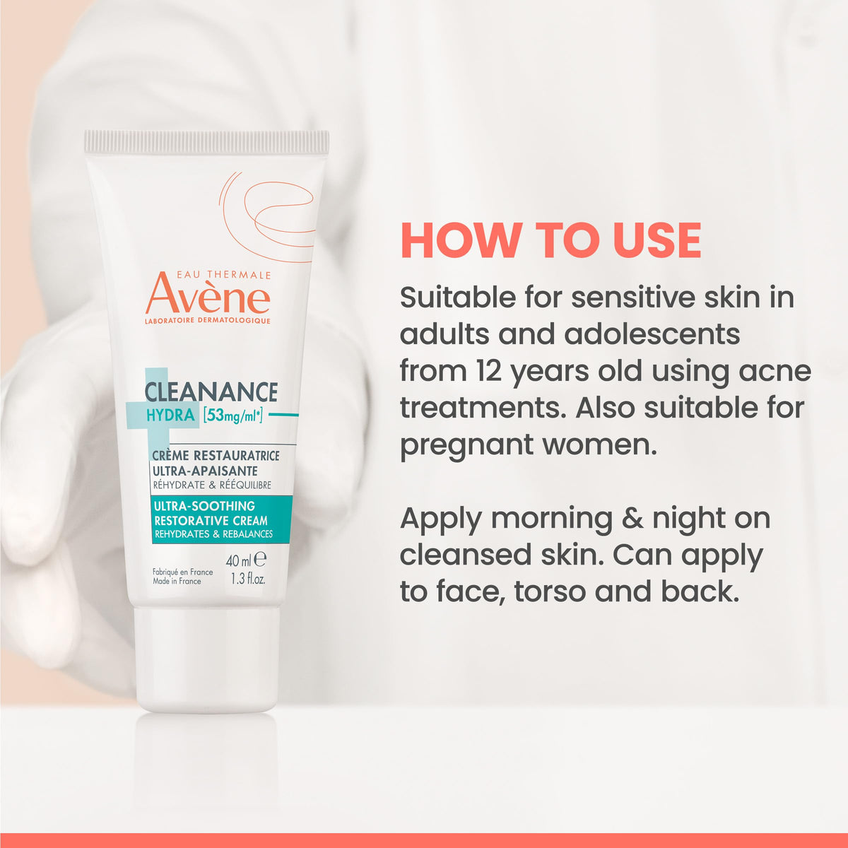 Avène Cleanance HYDRA travel-sized jar beside a smartphone showing compact portability
