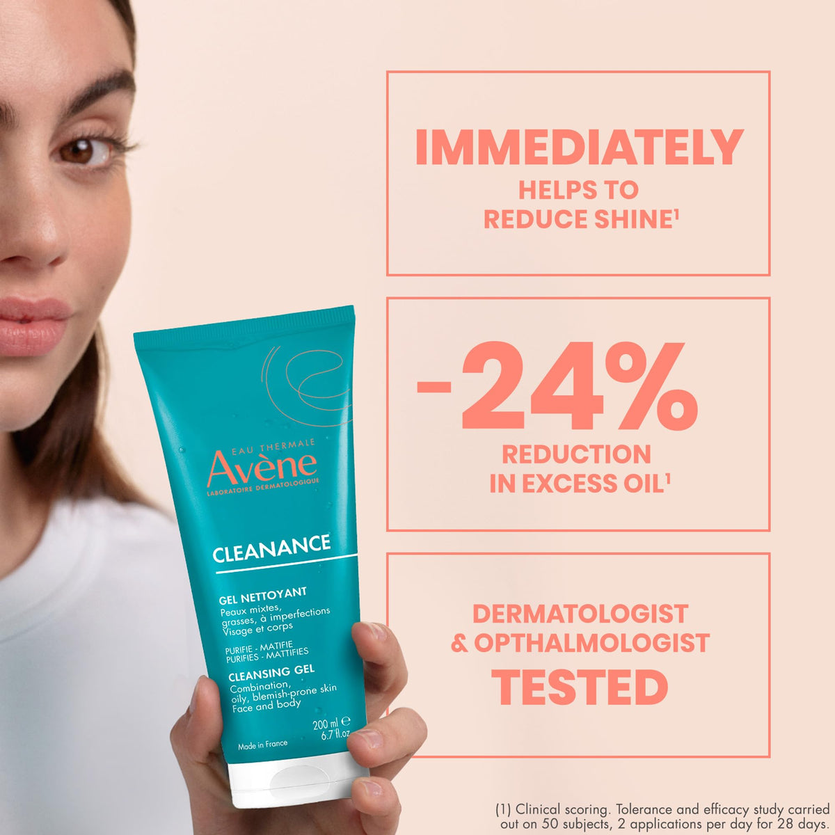 Avène label close-up highlighting Thermal Spring Water and silymarin