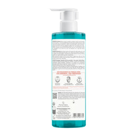 Model rinsing face and shoulders with Avène Cleanance shows full face and body use benefit