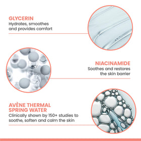 Model using Avène cleanser to remove impurities while maintaining comfort