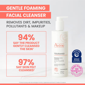 Avène pump dispensing soft foam for easy, low-irritation cleansing