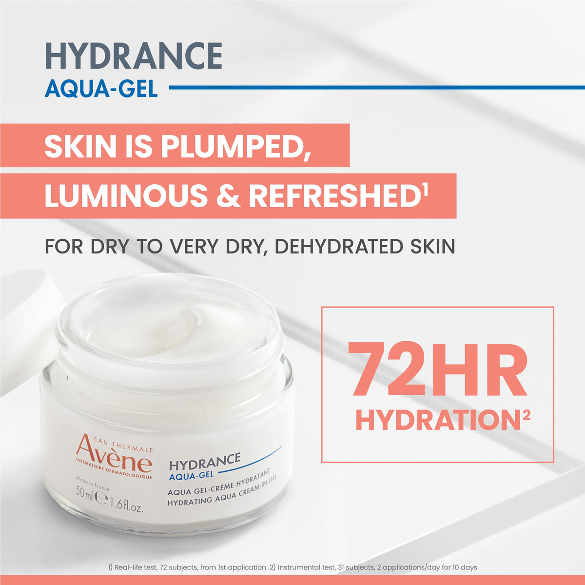 Eau Thermale Avène open jar showing pale gel-cream texture for hydration benefit