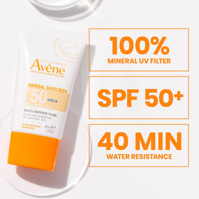 Avène applied on face demonstrating smooth, non-whitening finish