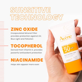 Clear shot of Avène product label highlighting ingredient transparency benefit