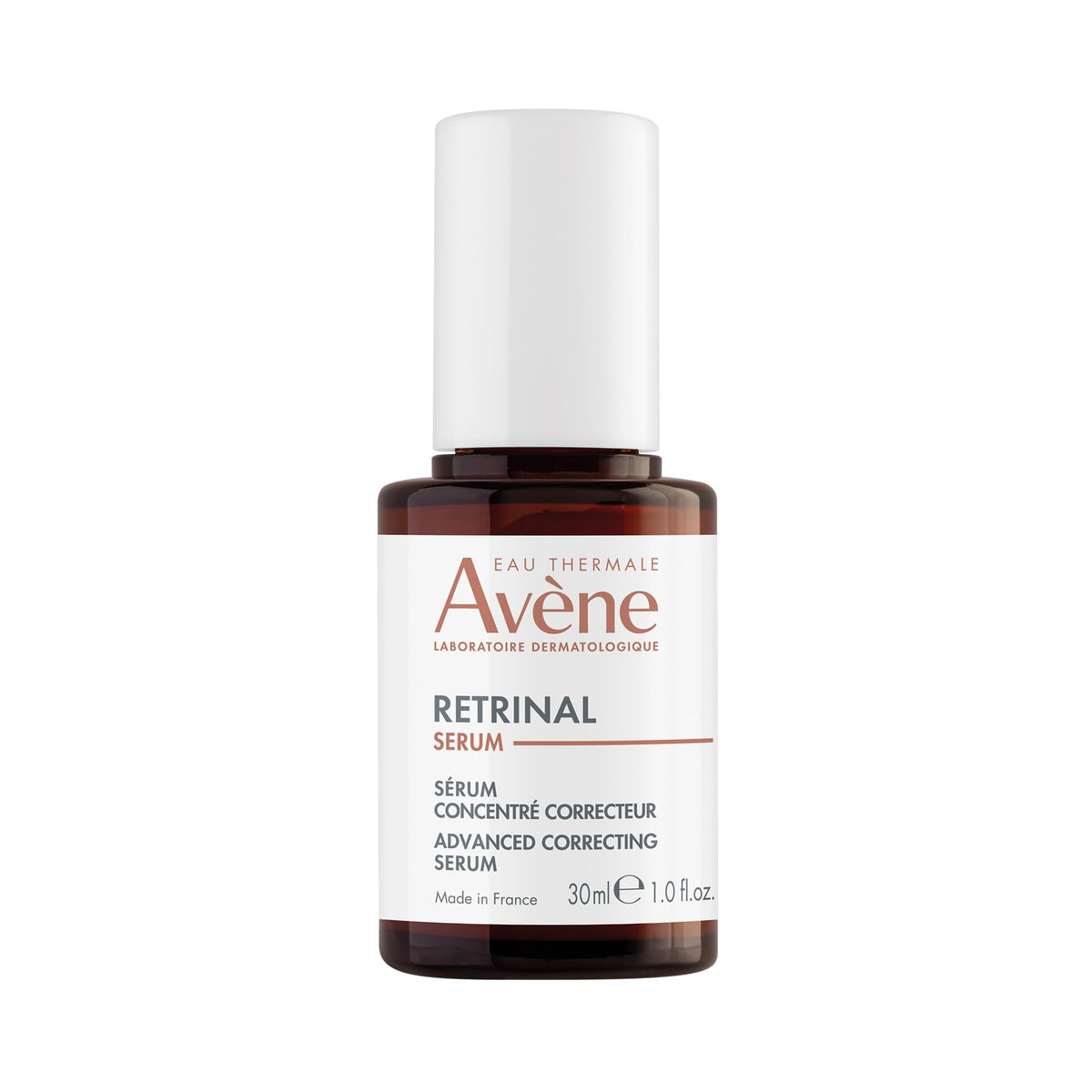 Avène RetrinAL front packaging showing sleek bottle and branding for clear identification and trust