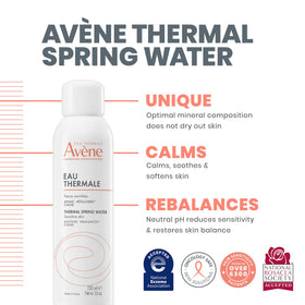 Eau Thermale Avène aerosol valve detail highlighting sterile delivery benefit