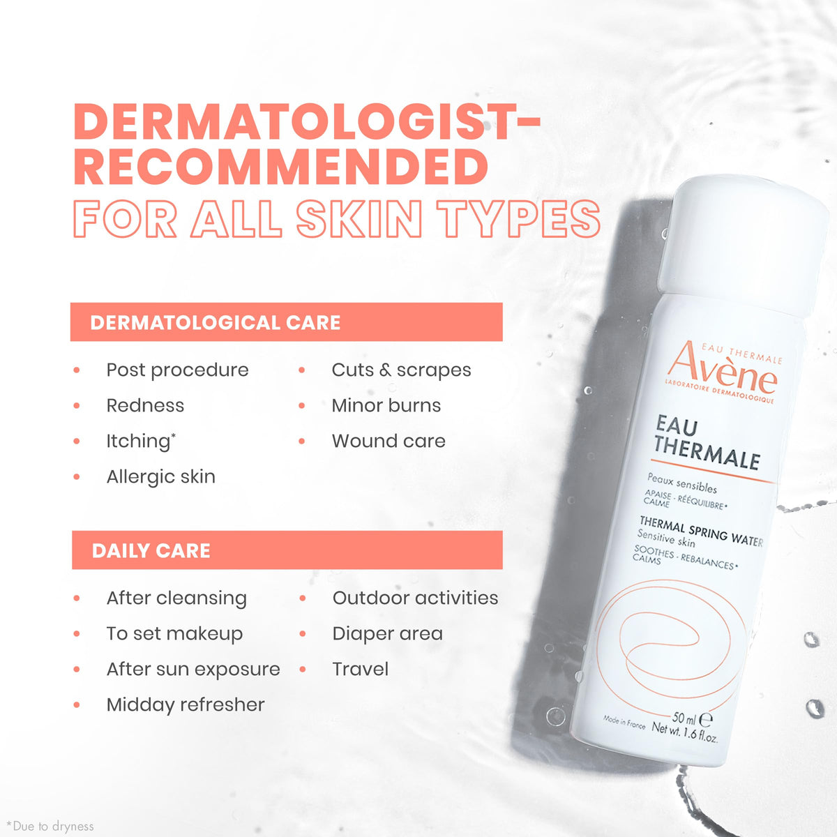 Eau Thermale Avène bottle on bathroom counter showing daily skincare use