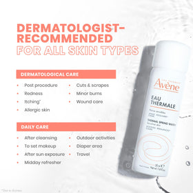 Eau Thermale Avène bottle on bathroom counter showing daily skincare use