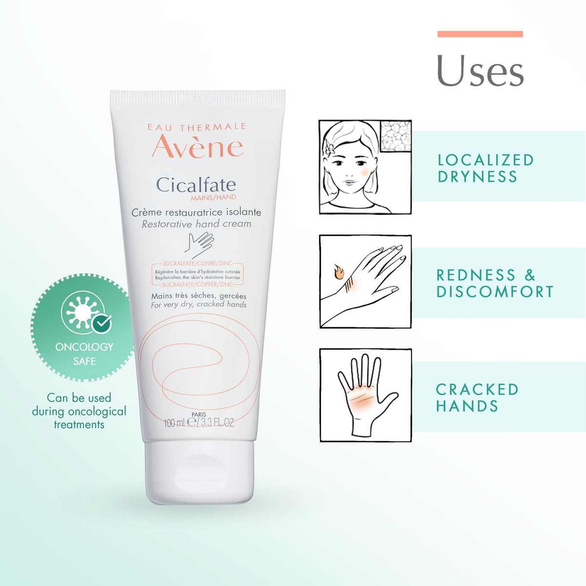 Avène Thermal Spring Water ingredient display emphasizing calming benefit in formula