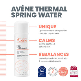 Eau Thermale Avène thermal spring water spray close-up delivering instant relief