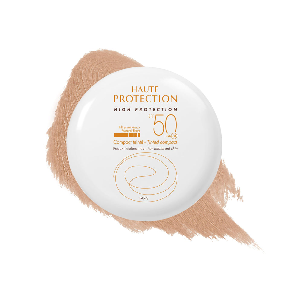 Eau Thermale Avène front view of tinted compact showing sleek packaging and SPF benefit