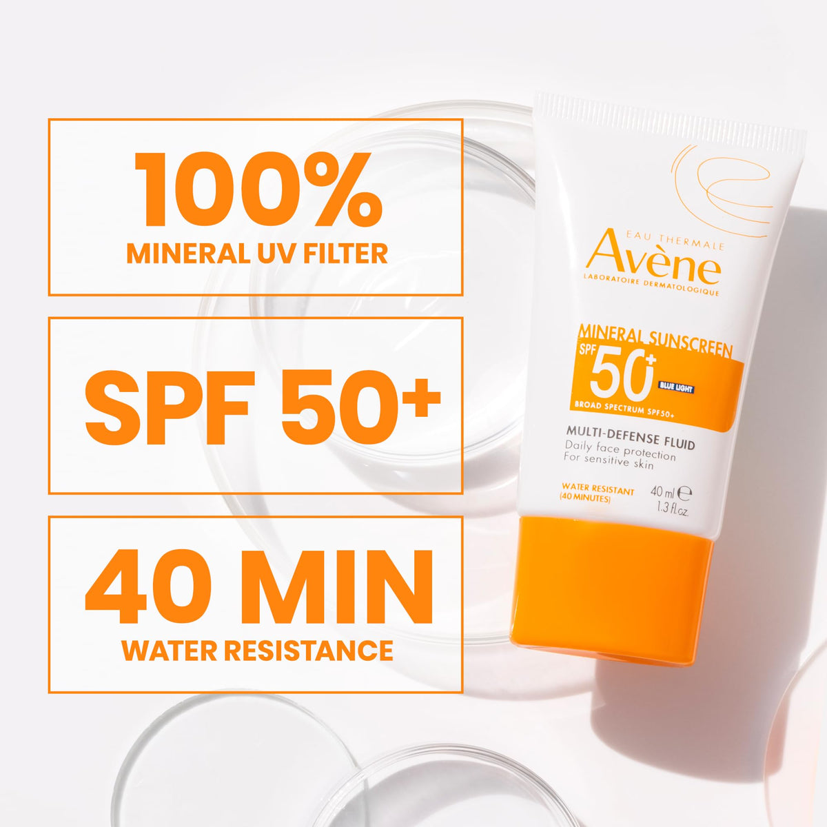 Model applying Avène tinted fluid to face demonstrating natural finish benefit