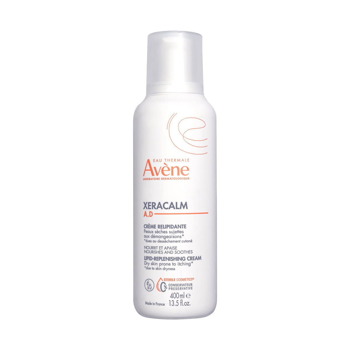 Eau Thermale Avène front pump bottle showing product and brand soothing benefits