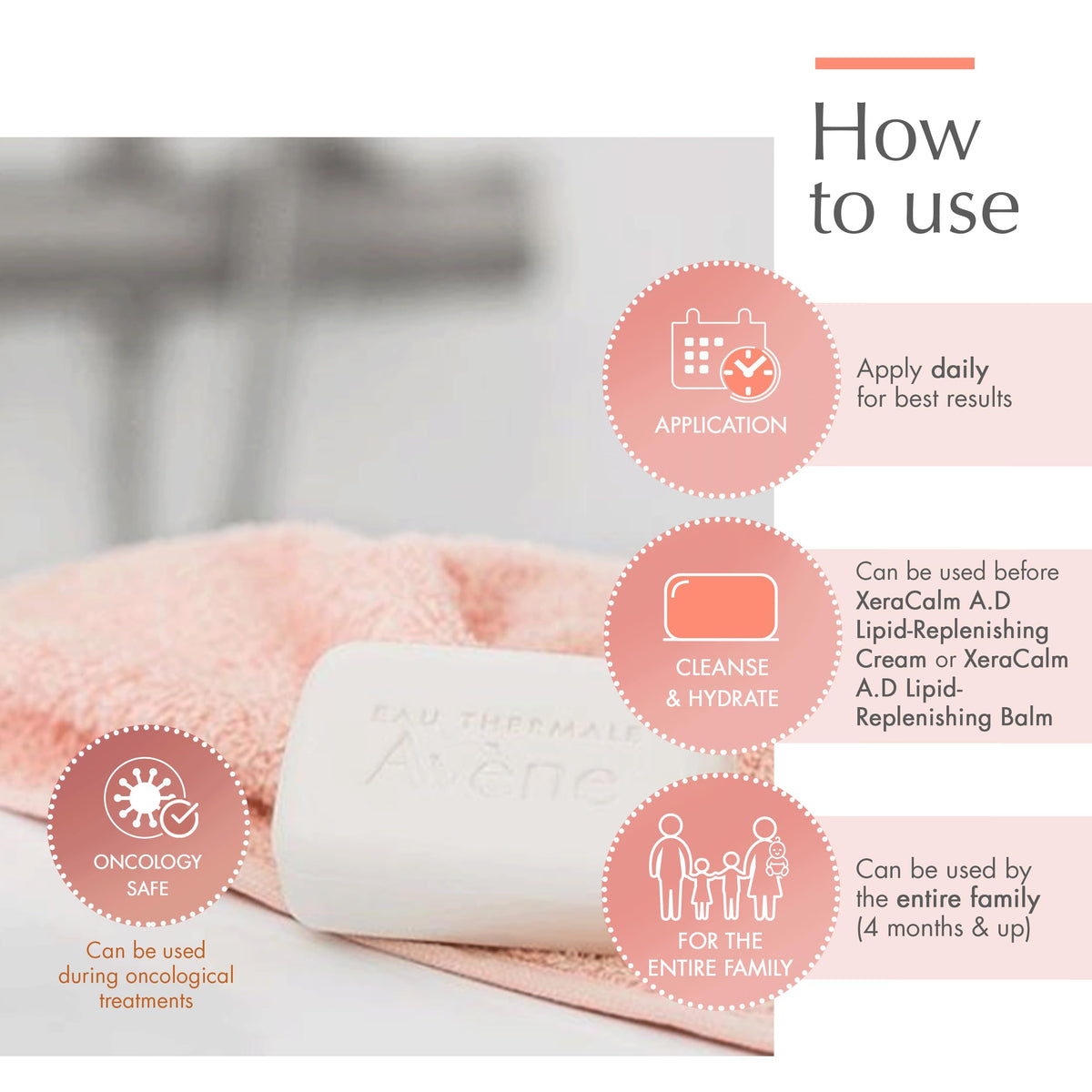 Cleansing bar on bathroom shelf in routine setting promoting daily soothe