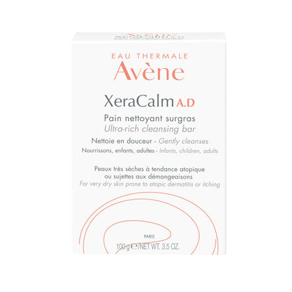 Avène Xercalm A.D front packaging showing fragrance-free cleansing bar benefit