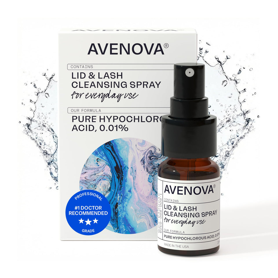 Avenova front view 20ml bottle shows compact size and clear glass packaging benefit