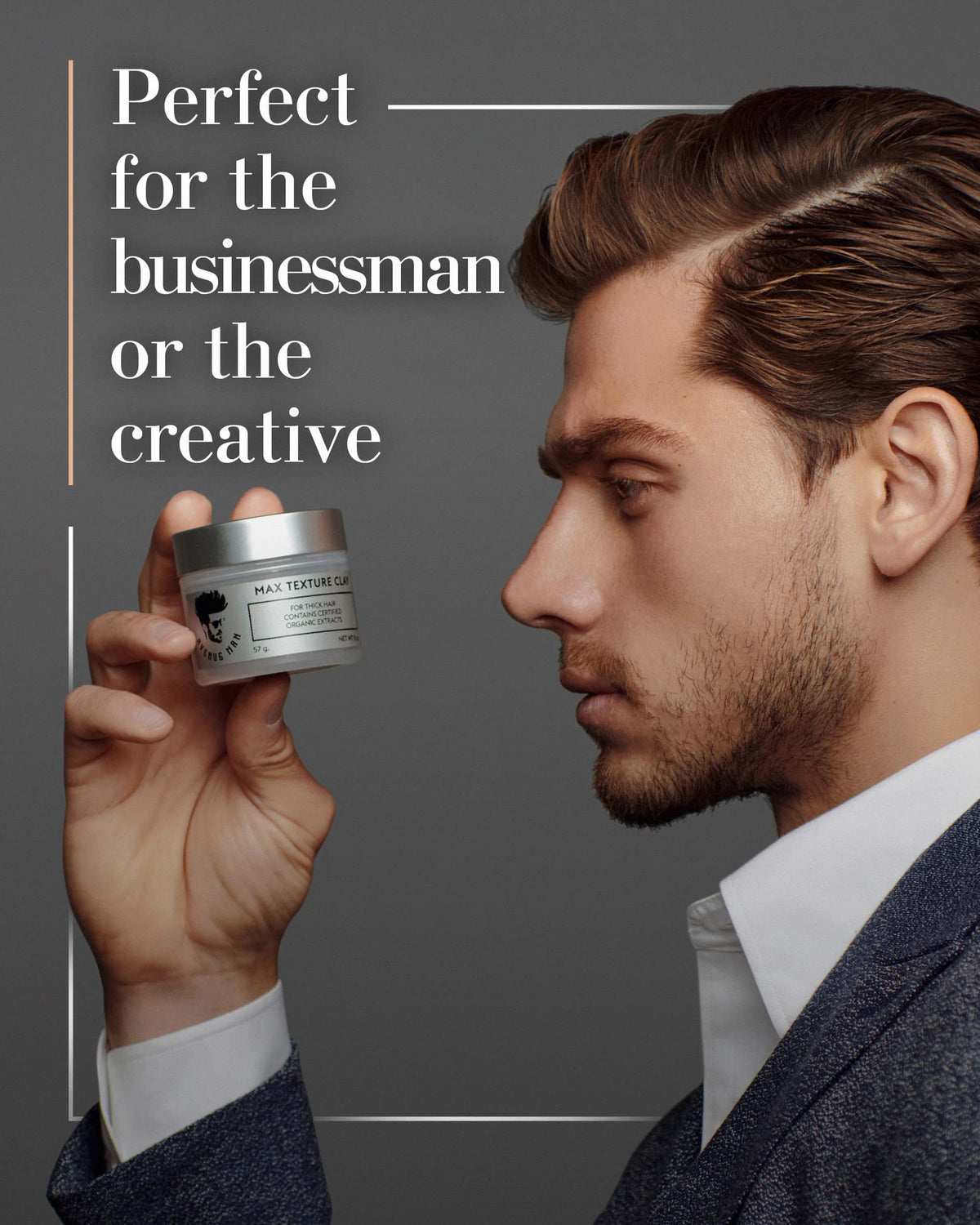 Avenue Man lifestyle shot of man with textured hairstyle outdoors, long-lasting hold benefit