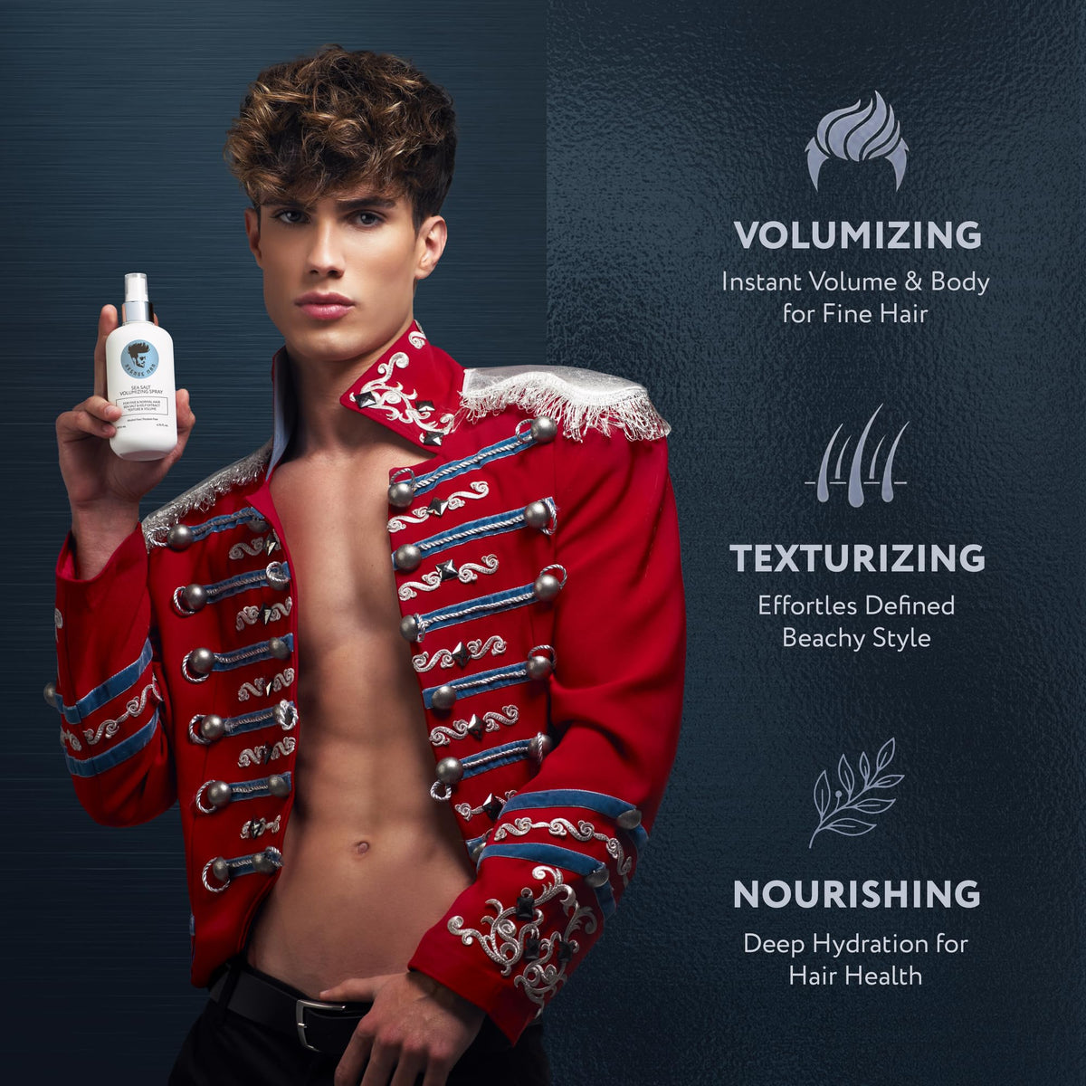 Avenue Man spray being applied to hair to create instant texture