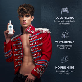 Avenue Man spray being applied to hair to create instant texture