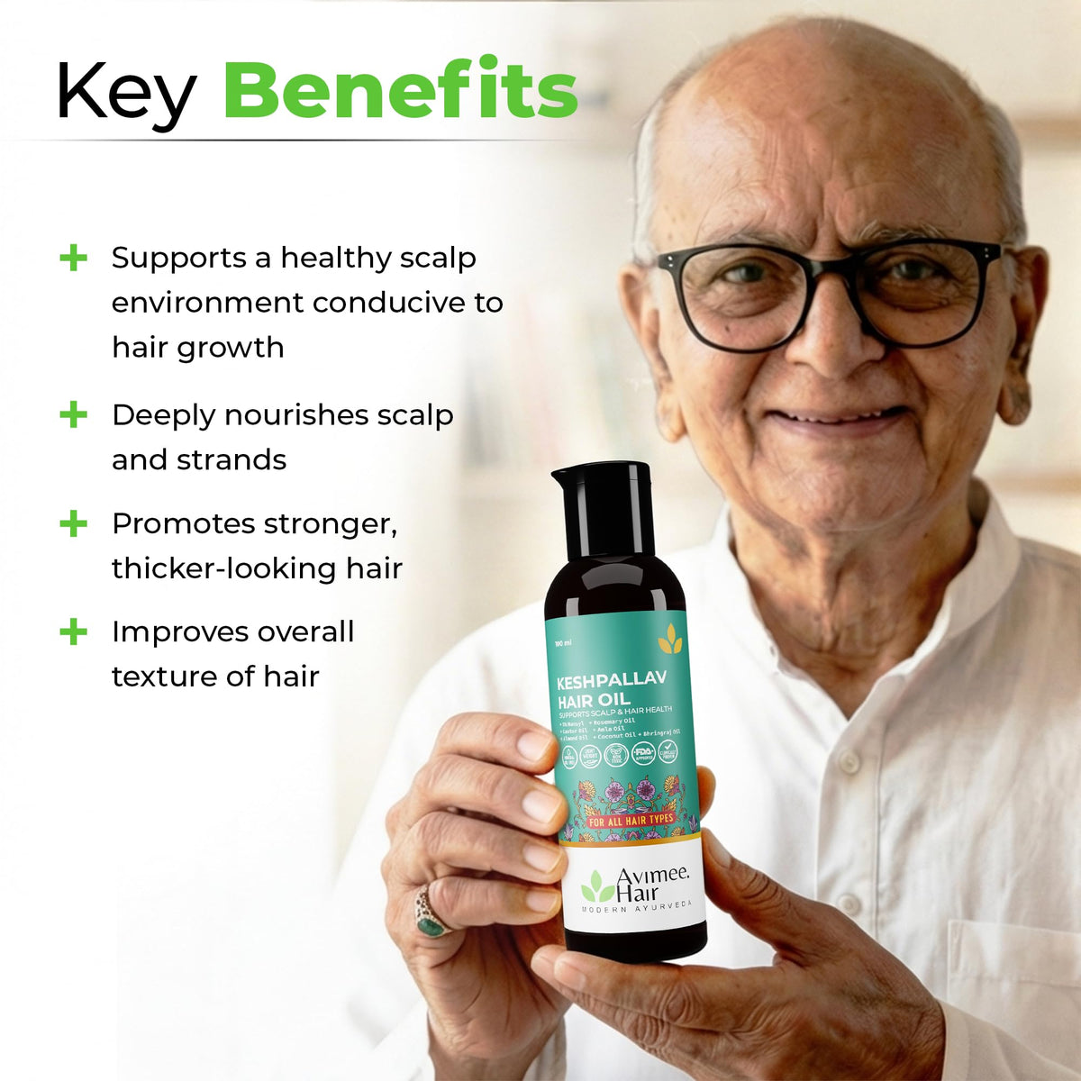 AVIMEE HERBAL application on scalp with dropper showing targeted massage for improved absorption benefit
