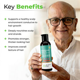 AVIMEE HERBAL application on scalp with dropper showing targeted massage for improved absorption benefit