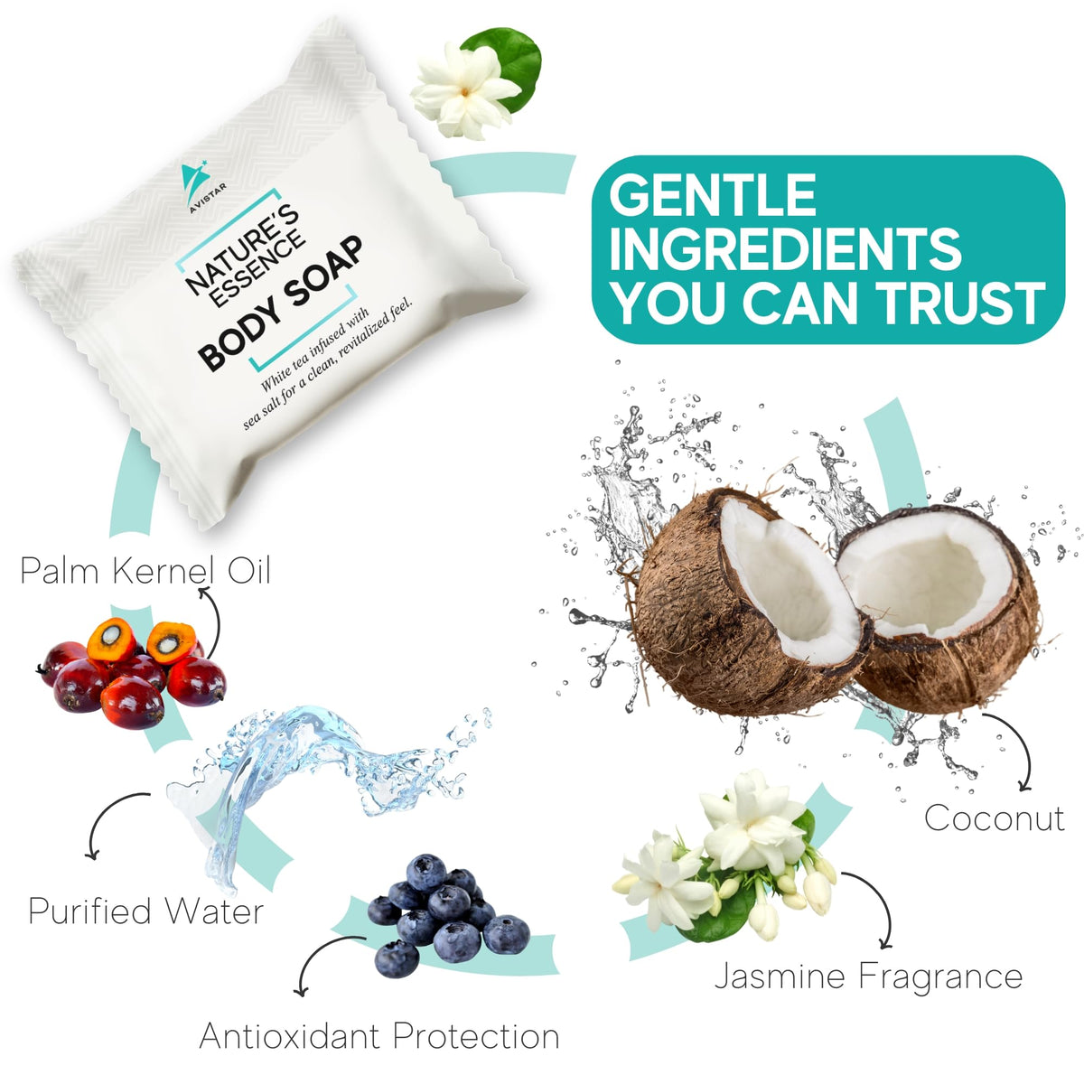 Avistar bar texture detail highlighting gentle cleansing and mild formulation
