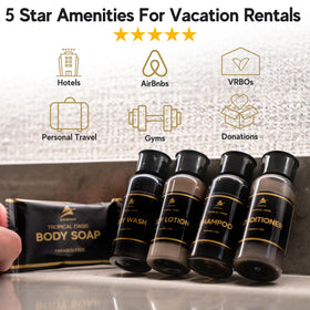 Avistar small shampoo and conditioner bottles demonstrating travel convenience