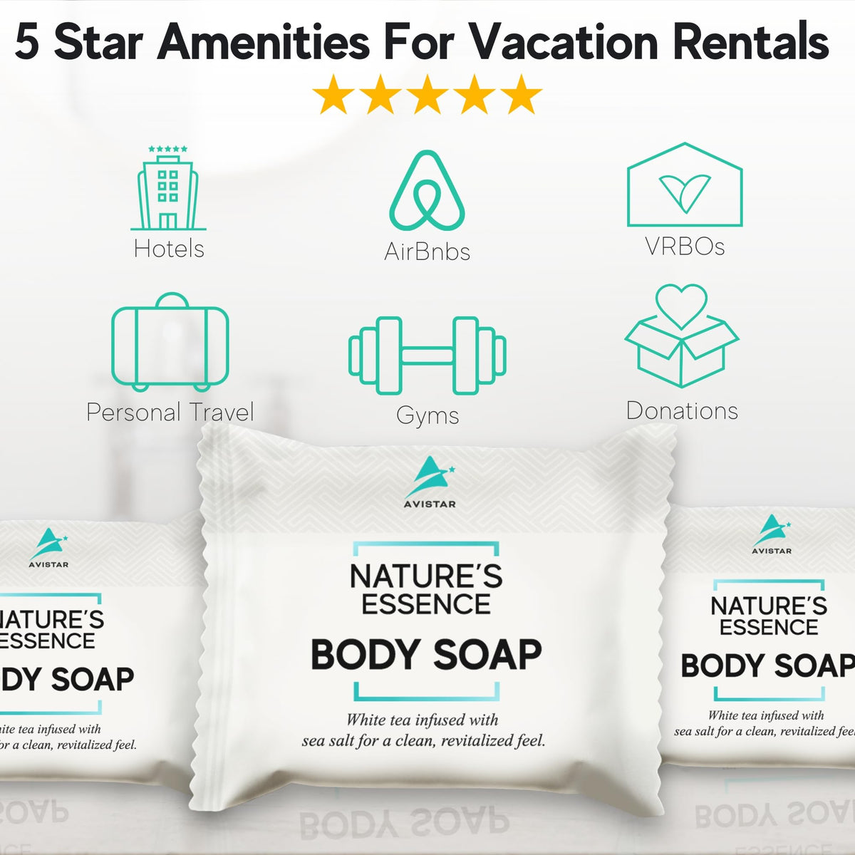 Avistar single bar close-up wrapped to show hygiene and convenient guest use